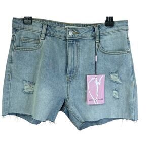 ANTHROPOLOGIE AVEC LES FILLES ~ Destructed Sun Washed Blue Cutoff Shorts Size 28